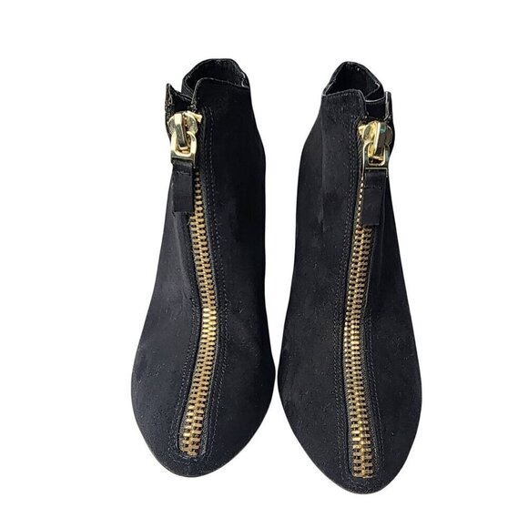 Zara Front Zip Dress Stiletto Ankle Booties Black Suede Women's Size 8 - Picture 2 of 13
